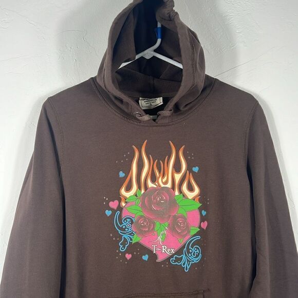 🔥🔥 Big Kids T-REX CAFÉ Hoodie Pullover Sweatshirt - Brown - Sz XL - EXCELLENT - Picture 2 of 8